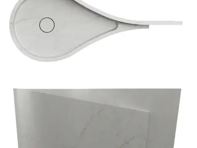 WAVE  Freestanding marble sink Low-poly 3D model