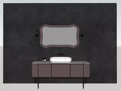 Vintage Light Luxury Bathroom Vanity Set 3D model