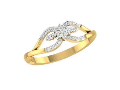 Light Weight Yellow Gold Diamond Ring  -ZA RN 2495 3D print model