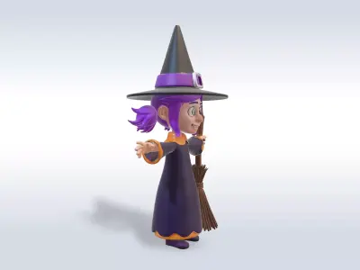 Adorable Witch Halloween Character 3D model buy