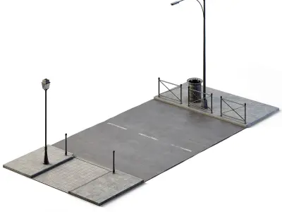Street Path Set 6m x 14m Low-poly 3D model