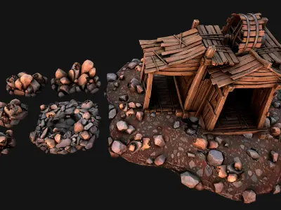 Medieval Copper Ore Mine Low-poly 3D model