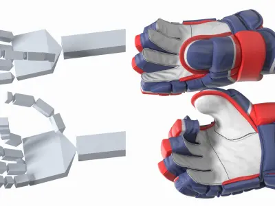  Hockey Protective Gloves Rigged 