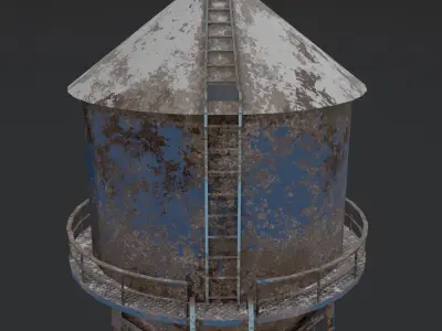 Old water tower Free low-poly 3D model