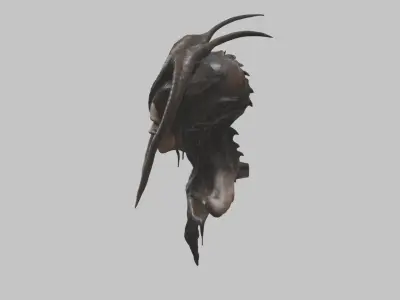 Alien HR Giger inspired woman head bust Low-poly 3D model