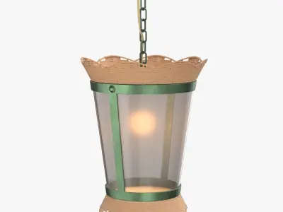 Matilda Goad Co Rattan Scalloped Pendant PBR 3D model