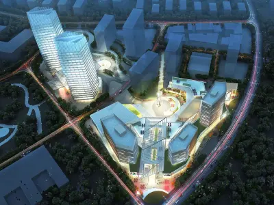 Modern CBD Mixed-Use Complex 3D model