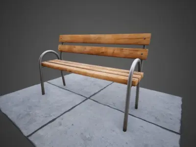 3D modern low poly PBR bench Low-poly 3D model