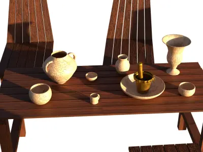 3D low poly wooden table Low-poly 3D model