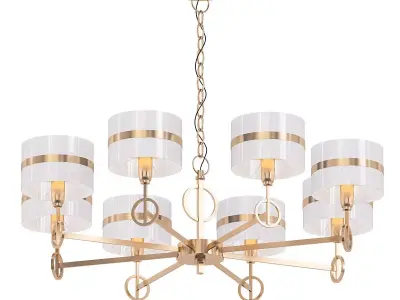 Guenael light chandelier in brass with shades 3D model