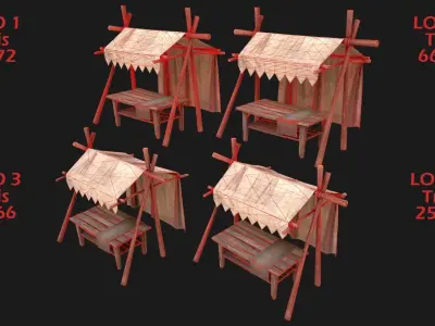 Market stall Low-poly 3D model