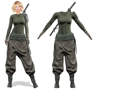 Sword Guerrilla Combat Outfit Low-poly 3D model