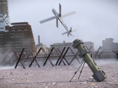  Hero 120SF Portable Drone Weapon with UAV in Flight Rigged 