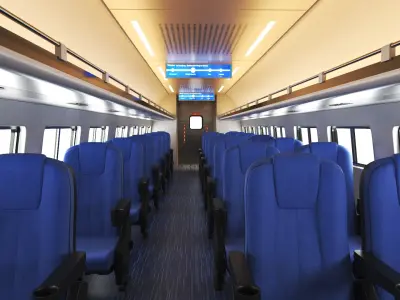  Detailed Passenger Train Car With Interior 