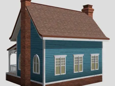American Style Cottage - Town House Model Low-poly 3D model