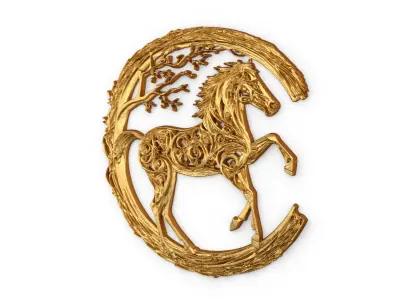decor set wall panel horse relief mural CNC 10 3D print model purchase