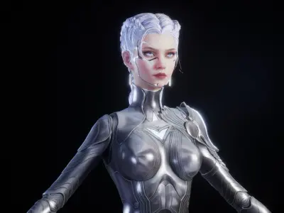 CHROME GIRL 3D MODEL Low-poly 3D model