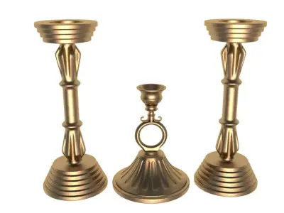 Antique candlestick collection 3D model