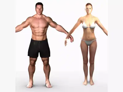 Male and Female Characters Unrigged 3D model