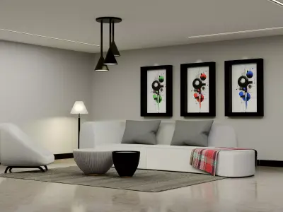 Elegant Modern Living Room 3D model