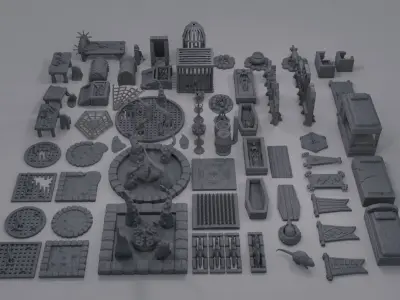 Dungeon Environment Pack 75 Scatter Tabletop terrain 28 mm 3D print model