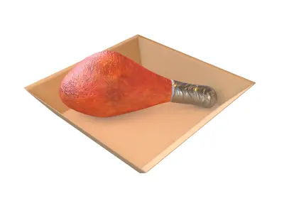 Turkey Leg With Plate v1 001 Low-poly 3D model