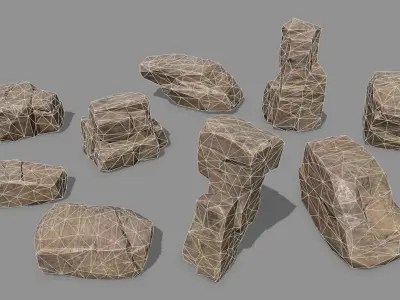 Rock Set Low-poly 3D model 29