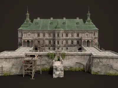 Abandoned Renaissance Castle Low-poly 3D model