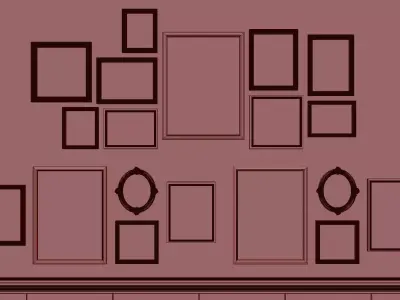 3D model of picture frames on the wall 3D model