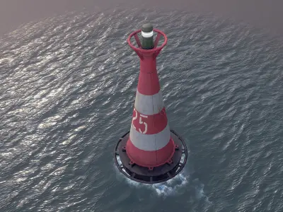 Buoy River RB-6-01 Turn Safe Water Mark Low-poly 3D model
