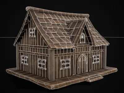 Wooden Toy House Low-poly 3D model