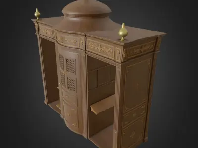 Confessional wooden church with ornate door 3D model