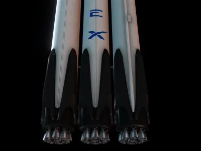 SpaceX Falcon Heavy  Low-poly 3D model