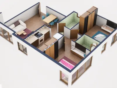 3D Floor Plan Model 32 3D model