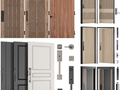 4 Collection Of  Door - Interior and Exterior 3D Model Pack