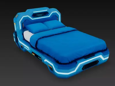 Futuristic Sci-fi Bed Low-poly 3D model
