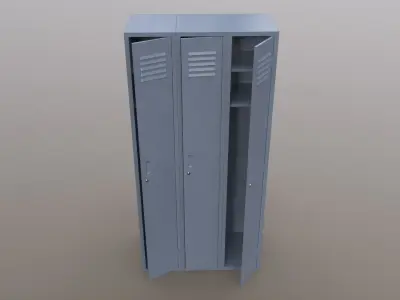 PBR School Gym Locker 03 - Grey Low-poly 3D model