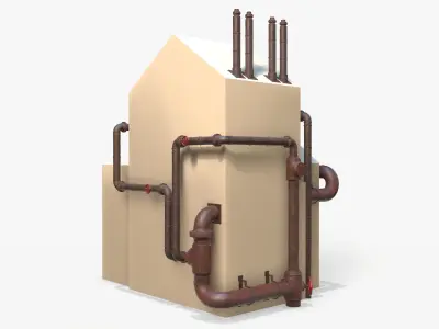 Industrial Steam Pipes PBR Modular Low-poly 3D model