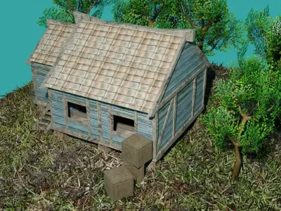 Old House game geady PBR Free low-poly 3D model