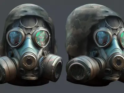 Gas mask helmet 3d model military combat Low-poly Low-poly 3D model