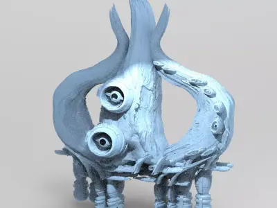 asteroid mushroom crater mountains 3D model