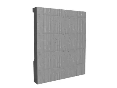 3D Game Ready Wall concrete with wooden frame Low-poly 3D model
