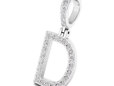 Alphabet D-letter single row pendant 3D print model