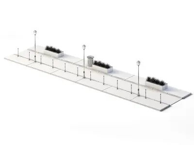 Path Set 6m x 24m Low-poly 3D model