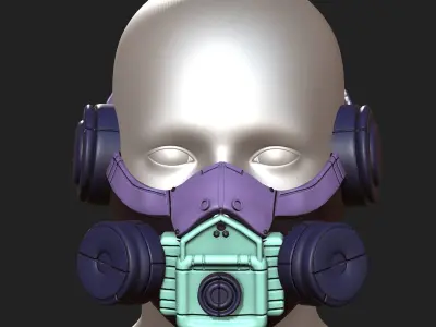 Gas mask respirator scifi futuristic 3d  Low-poly 3D model 45