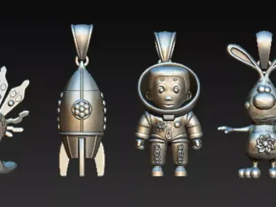 Cute Sci-Fi  Pendant Collection   3D Printable  Jewelry Models 3D print model
