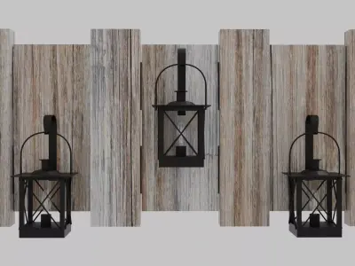 Recycled Wood Hanging Lamp Wall Art Low-poly 3D model