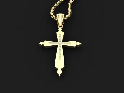 High Cross Pendant Light Gold 18K 3CP018 3D print model
