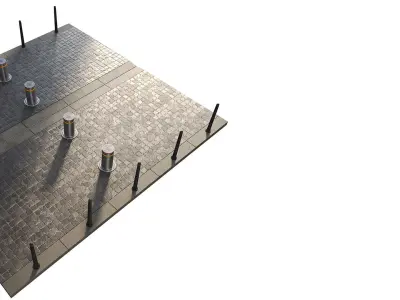 Road with bollards 3D model