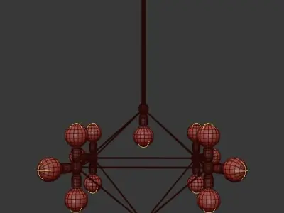 Modo Chandelier 14 Milk Bulb 3D model